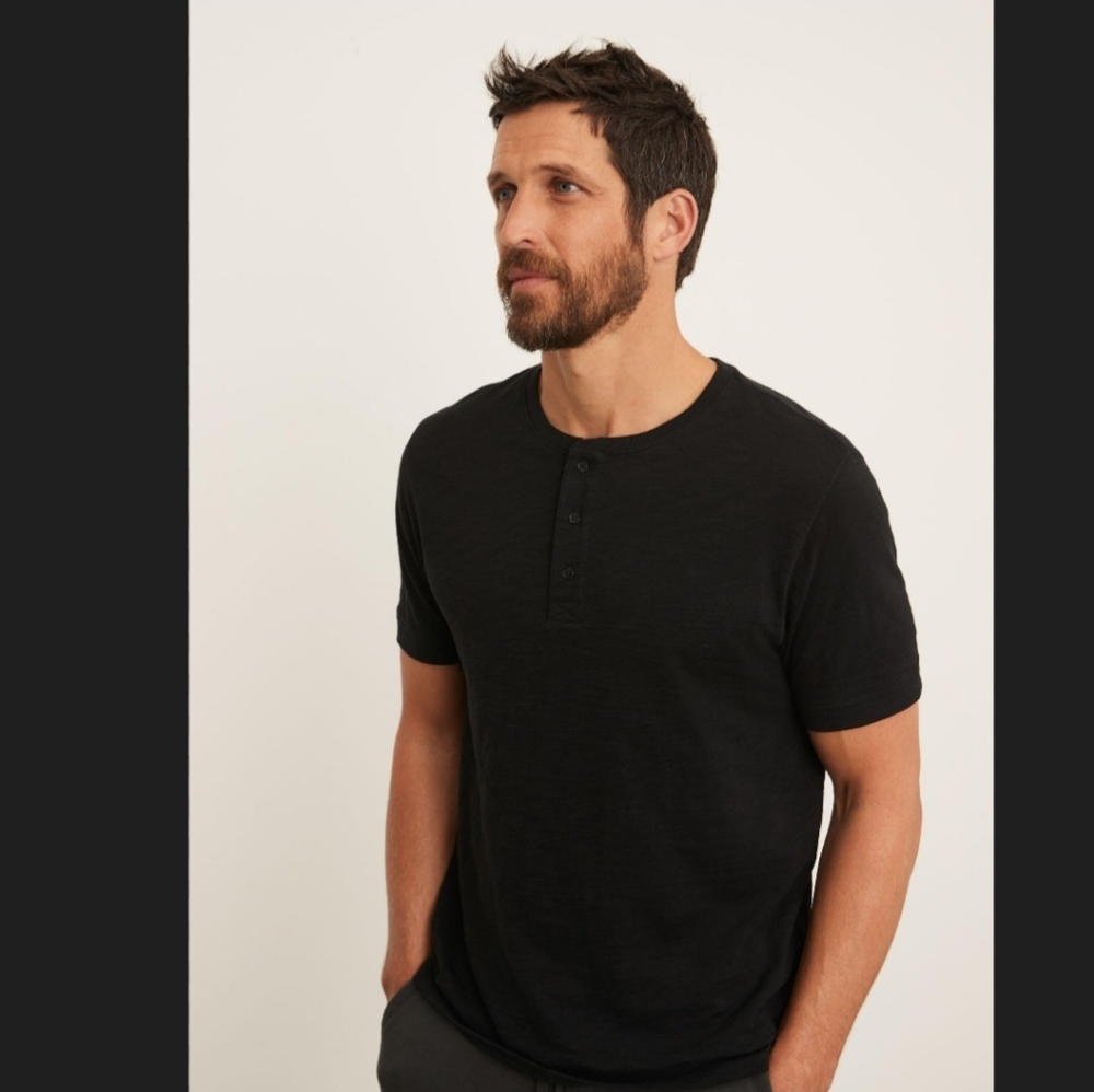 Vince Pima Cotton Casual Closet Staple Henley Sz XXL black